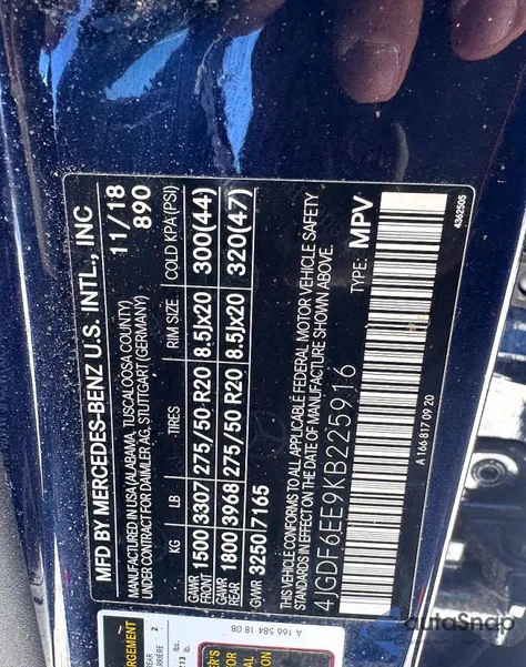 2019 Mercedes-Benz Gls 450 4Matic from USA, damaged, VIN 4JGDF6EE9KB225916
